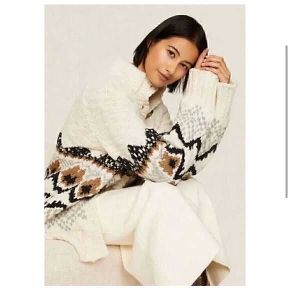 Vanessa Bruno Cardigan Womens Small Fair Isle Cottagecore Eclectic Grandpa Cozy - Picture 2 of 12